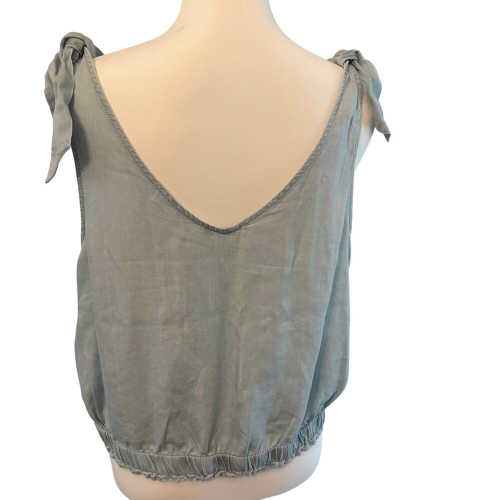 Jane + Delancey Light Blue Lyocell Tie Shoulder Crop Tank Size Large - Picture 3 of 10